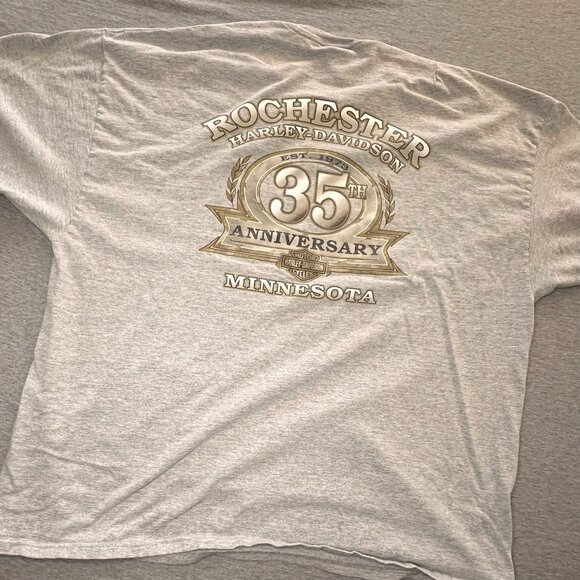 Harley Davidson Rochester T Shirt Mens Size 4XL Gray Graphic Print Short Sleeve - Picture 3 of 4